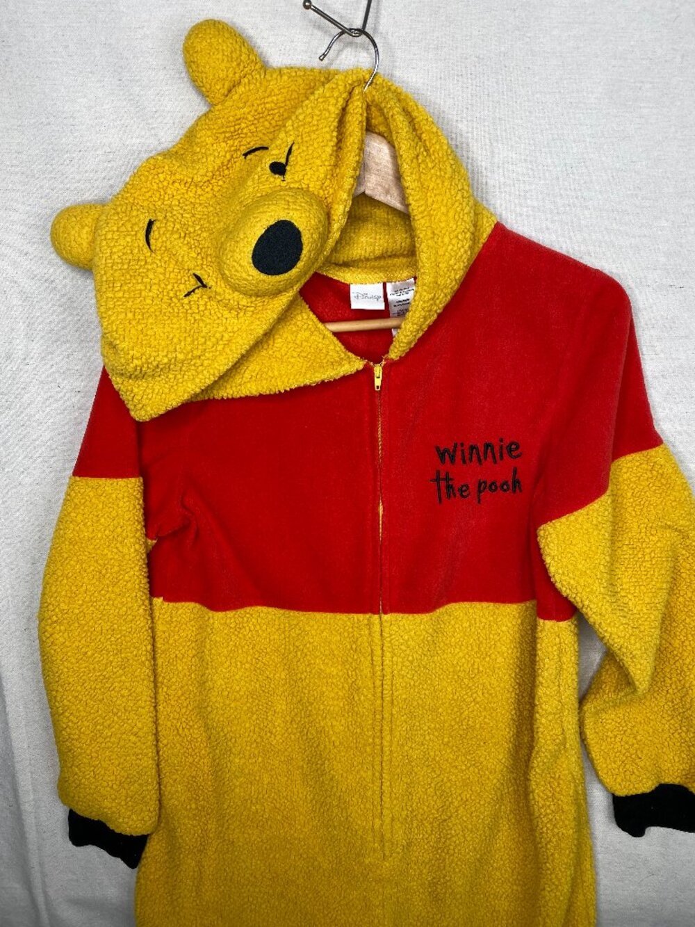 Disney Winnie the Pooh Hooded Zip Pajama Costume 1-Piece Unisex Medium 8 / 10